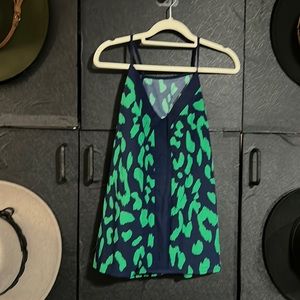 Green leopard flowy tank